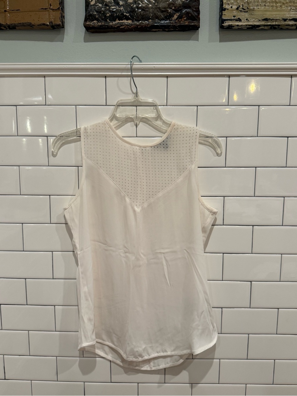 Banana Republic Cream Sleeveless Mesh Yoke Camisole